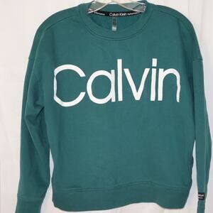 Calvin Klein Performance Sweatshirt Supersoft Jersey Size M Green White Logo